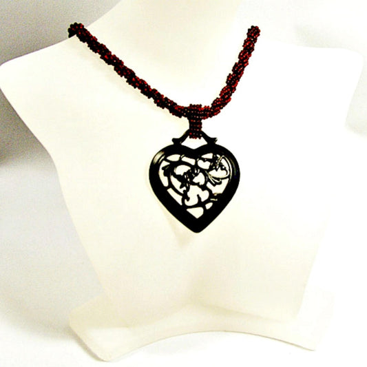Pendant Black Heart, Filigree Heart Pendant, Valentines Day Necklace, Heart Necklace, Gothic Jewelry, Metal Necklace, Filigree Pendant