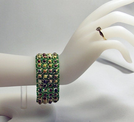 Handbeaded Yellow Turquoise Bracelet Cuff