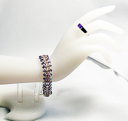 Tanzanite & Amethyst Crystal Handbeaded Bracelet
