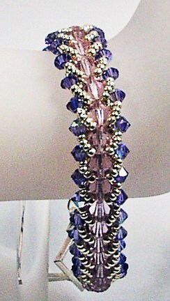 Tanzanite & Amethyst Crystal Handbeaded Bracelet