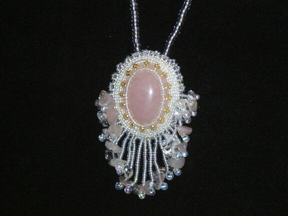 Necklace, Rose Quartz Pendant, Bridal Statement Necklace, Bridal Jewelry, Pink & Crystal Quartz Necklace, Bridal Necklace, Wedding Jewelry