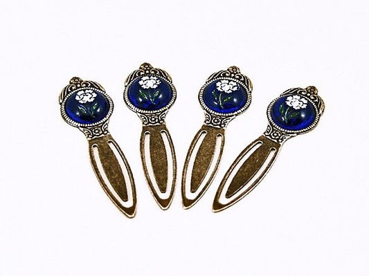 Blue Flower Bookmark, Vintage Inspired Book Clip, Blue Floral Bookclip, Floral Bookmark