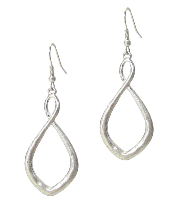 Silver Infinity Teardrop Earrings – Textured Matte Dangle Earrings for Women, Elegant Lightweight