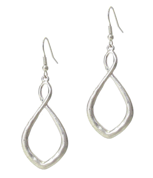 Silver Infinity Teardrop Earrings – Textured Matte Dangle Earrings for Women, Elegant Lightweight