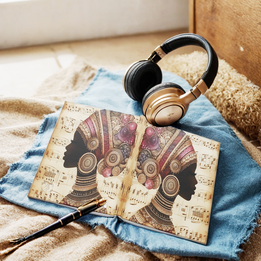 Hardcover Journal Matte, Music in my Soul Journal, African Woman Design, Cultural Richness, Black History Month, Women's History Month